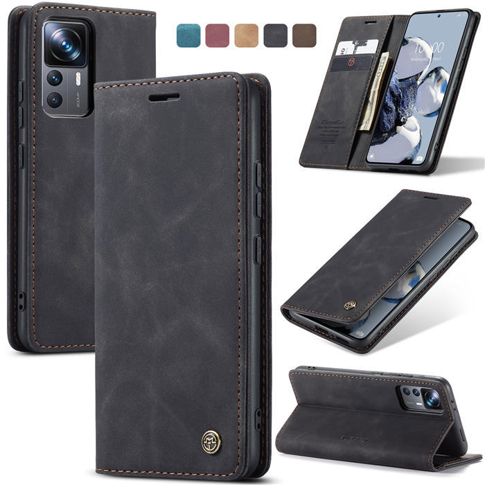 Чехол-книжка CaseMe из нубука для Xiaomi 12T Чёрный