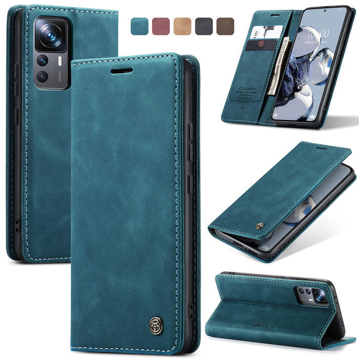 Чехол-книжка CaseMe из нубука для Xiaomi 12T Бирюзовый