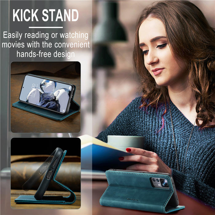 Чехол-книжка CaseMe из нубука для Xiaomi 12T Бирюзовый