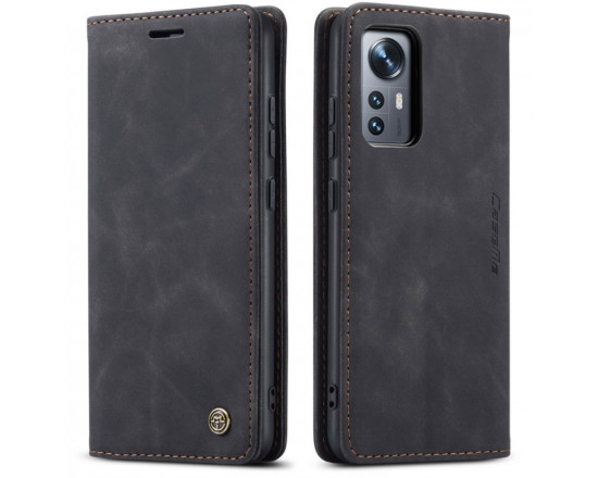 Чехол-книжка CaseMe из нубука для Xiaomi 12/12x Чёрный