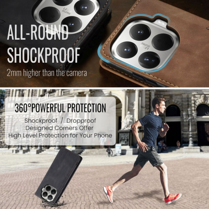 Чехол-книжка CaseMe из нубука для Xiaomi 15T Pro Чёрный