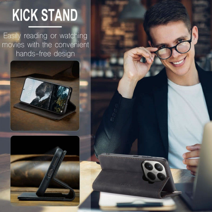 Чехол-книжка CaseMe из нубука для Xiaomi 15T Pro Чёрный