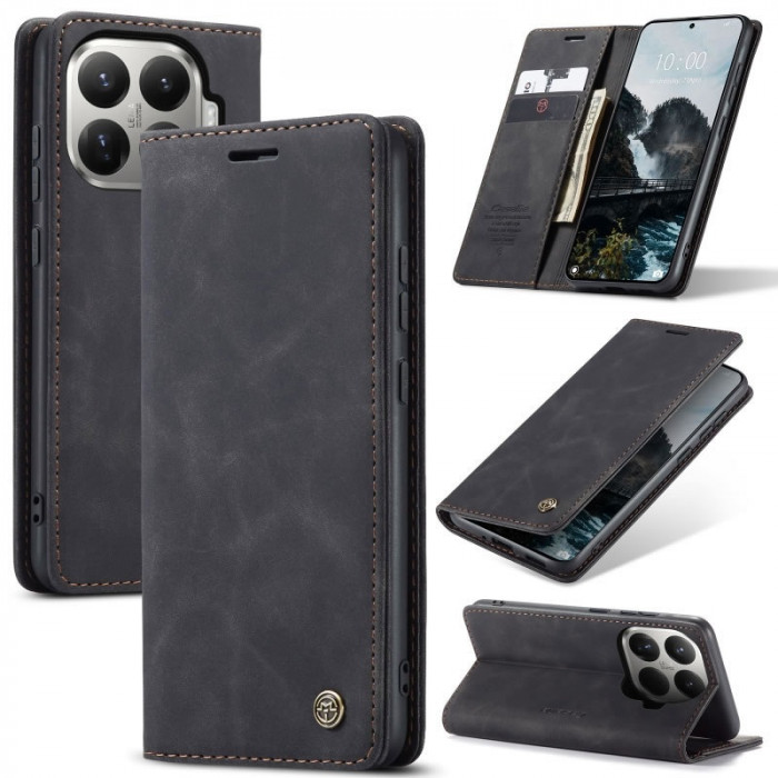 Чехол-книжка CaseMe из нубука для Xiaomi 15T Pro Чёрный