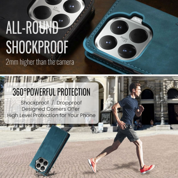 Чехол-книжка CaseMe из нубука для Xiaomi 15T Pro Бирюзовый