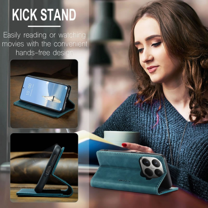 Чехол-книжка CaseMe из нубука для Xiaomi 15T Pro Бирюзовый