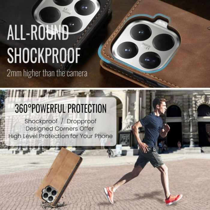 Чехол-книжка CaseMe из нубука для Xiaomi 15T Pro Светло-коричневый