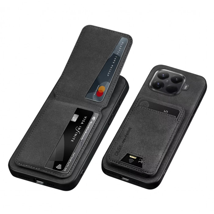 Кожаный чехол OLGE с держателем для карточек для Xiaomi 15T Pro Черный