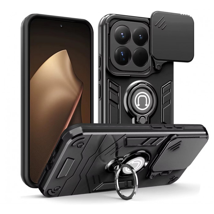 Противоударный чехол Camshield для Xiaomi 15T Pro с кольцом-держателем Черный