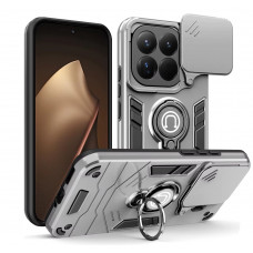 Противоударный чехол Camshield для Xiaomi 15T Pro с кольцом-держателем Серебристый