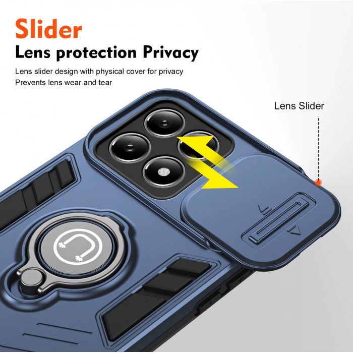 Протиударний чохол Camshield для Xiaomi 15T Pro з кільцем-тримачем Синій