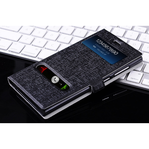 Чехол книжка для Xiaomi Red Rice/1s (С вырезом для часов и звонков) (чёрный)
