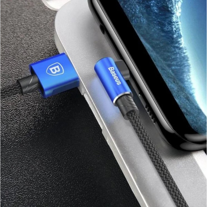 Кабель Baseus MVP Elbow microUSB CAMMVP-A03 (L Shape) Blue 1м