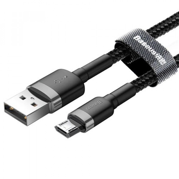 Micro USB кабель Baseus в нейлоновой оплётке 1m Black (CAMKLF-BG1)