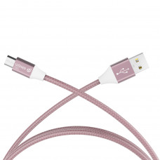 Micro USB кабель Wsken у нейлоновому обплетенні 1m Rose