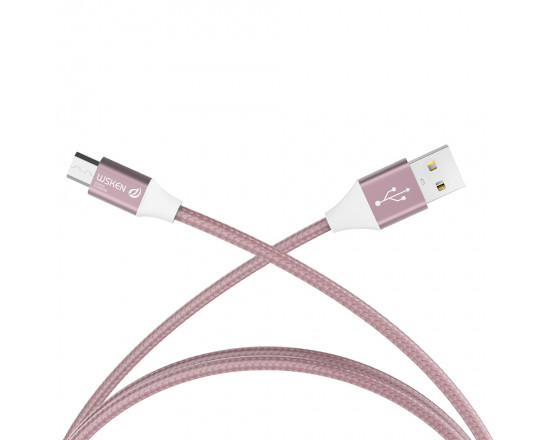 Micro USB кабель Wsken у нейлоновому обплетенні 1m Rose