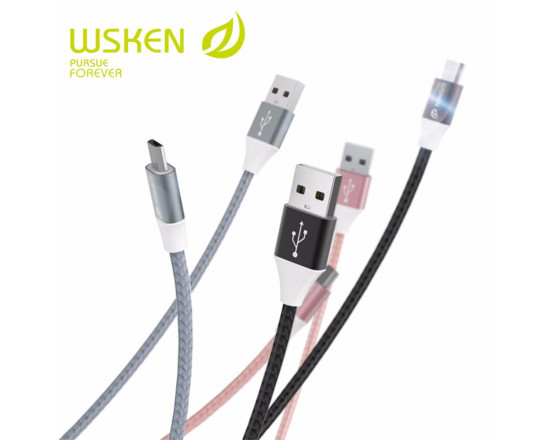 Micro USB кабель Wsken в нейлоновой оплётке 1m Grey