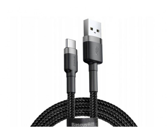 Кабель Baseus USB Cabel to USB-C Cafule 1m 3A Black (CATKLF-BG1)