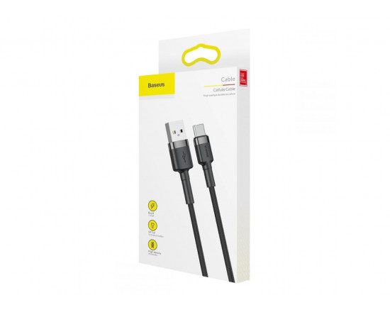 Кабель Baseus USB Cabel to USB-C Cafule 1m 3A Black (CATKLF-BG1)