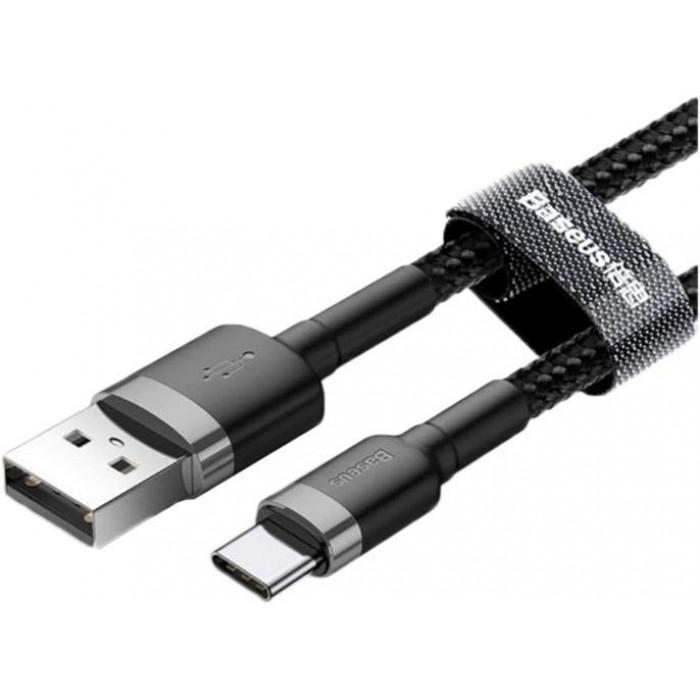 Кабель Baseus Cafule Cable USB для Type-C 3A 0.5 м Gray/Black (CATKLF-AG1)