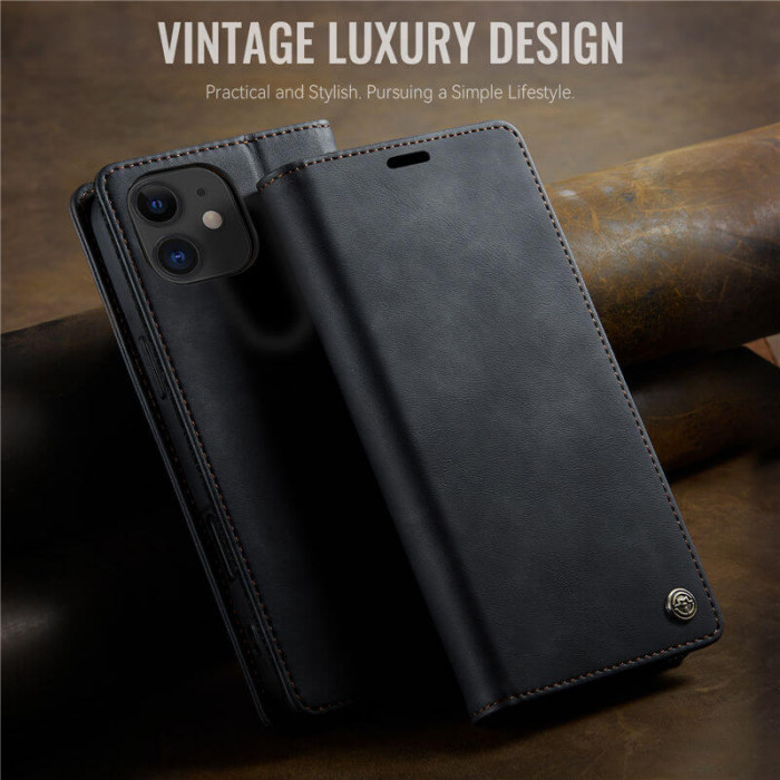 Чехол-книжка CaseMe RFID из нубука для iPhone 12 Черный