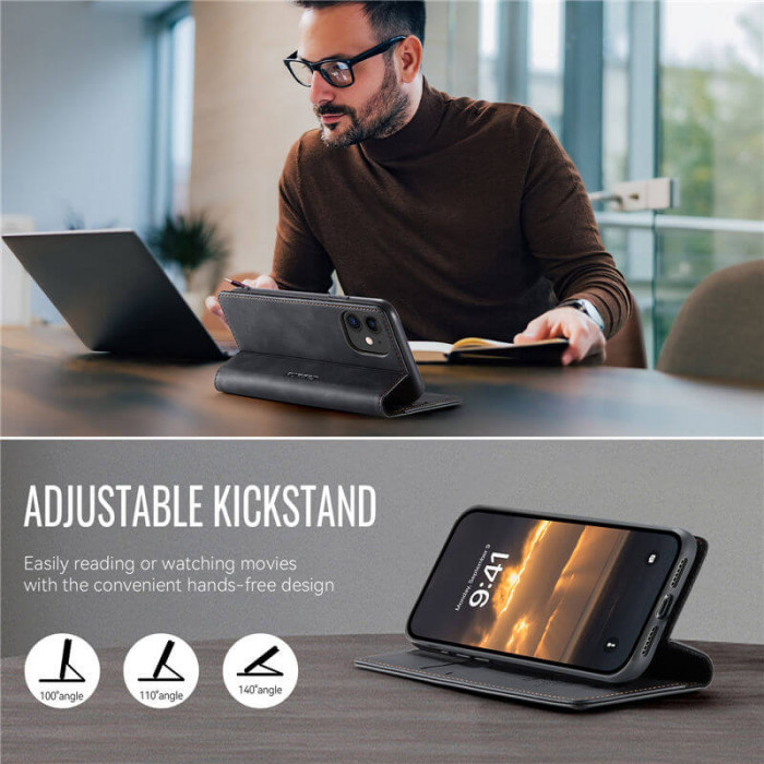 Чехол-книжка CaseMe RFID из нубука для iPhone 12 Черный