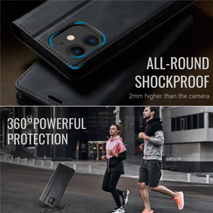 Чехол-книжка CaseMe RFID из нубука для iPhone 12 Черный