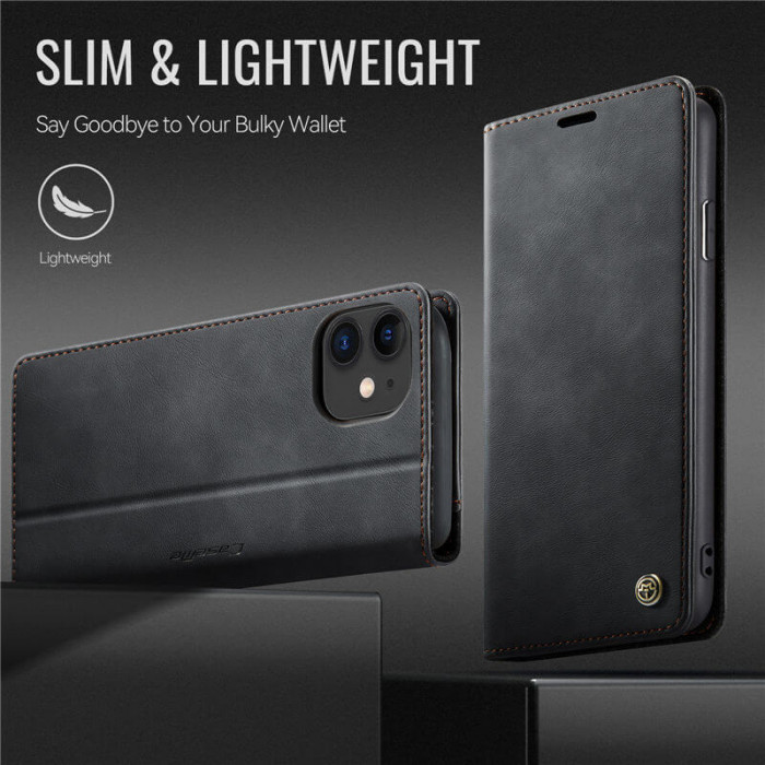Чехол-книжка CaseMe RFID из нубука для iPhone 12 Черный