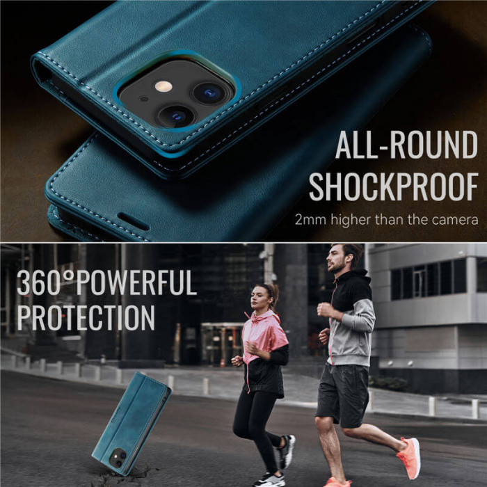 Чехол-книжка CaseMe RFID из нубука для iPhone 12 Бирюзовый