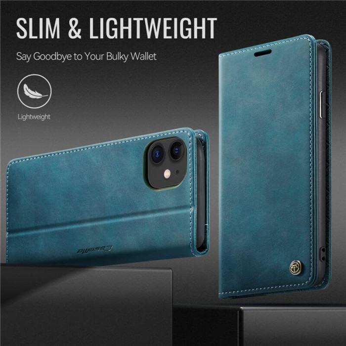 Чехол-книжка CaseMe RFID из нубука для iPhone 12 Бирюзовый