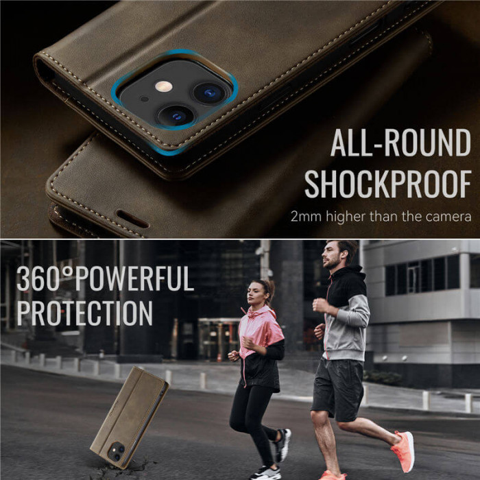 Чехол-книжка CaseMe RFID из нубука для iPhone 11 Коричневый
