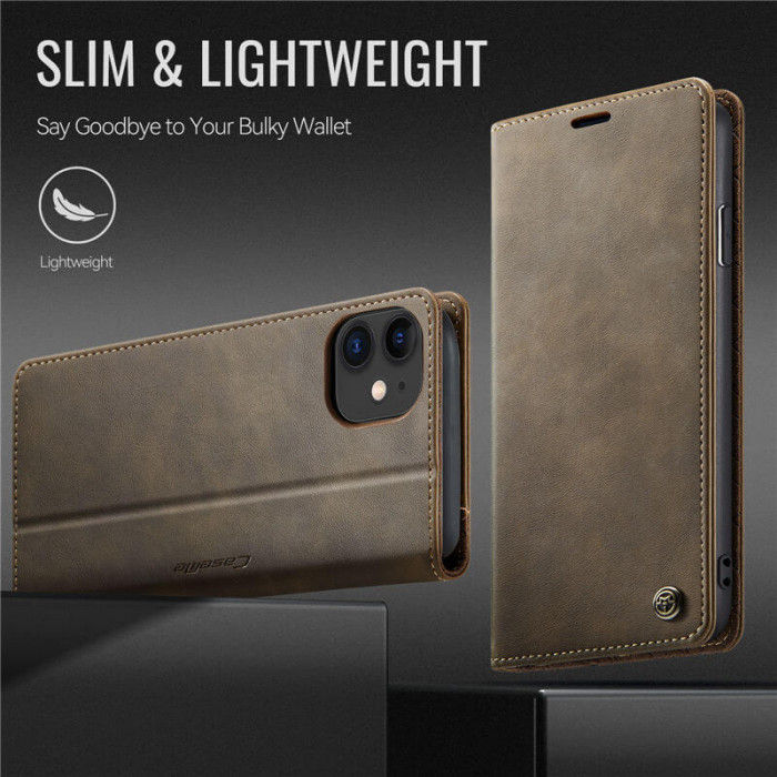 Чехол-книжка CaseMe RFID из нубука для iPhone 11 Коричневый