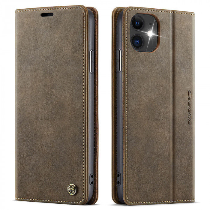 Чехол-книжка CaseMe RFID из нубука для iPhone 11 Коричневый