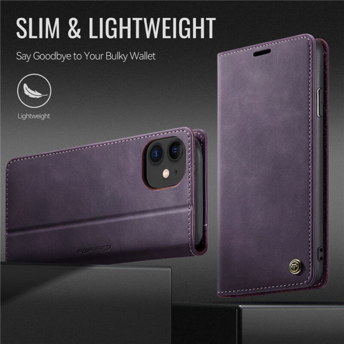 Чехол-книжка CaseMe RFID из нубука для iPhone 12 Фиолетовый