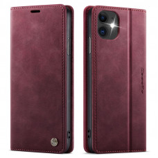 Чехол-книжка CaseMe RFID из нубука для iPhone 12 Бордовый