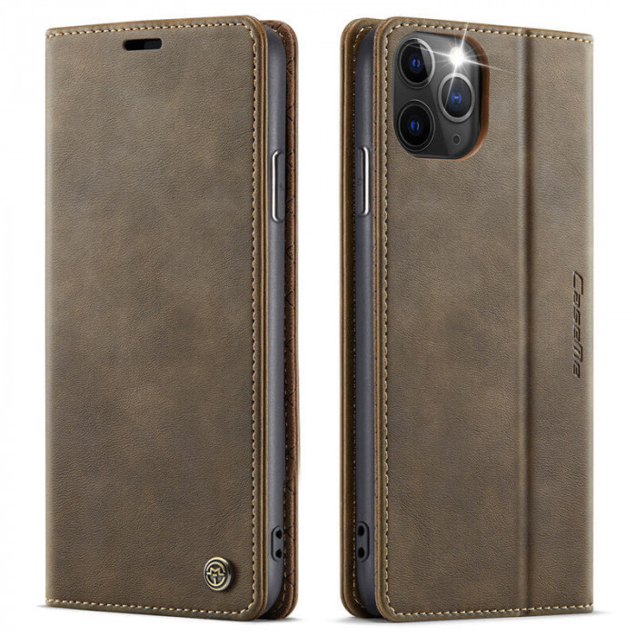 Чохол-книжка CaseMe RFID із нубуку для iPhone 11 Pro Max Коричневий