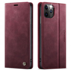Чохол-книжка CaseMe RFID із нубуку для iPhone 11 Pro Max Бордовий