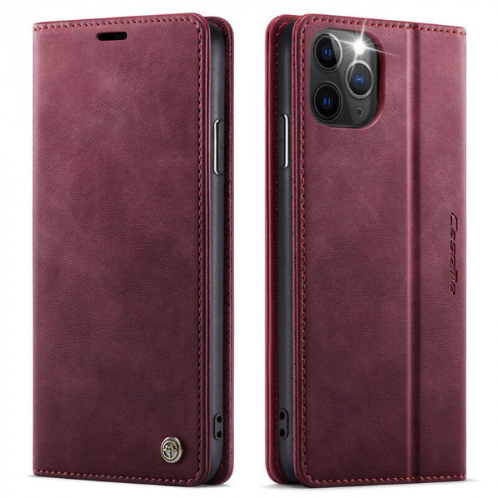 Чохол-книжка CaseMe RFID із нубуку для iPhone 11 Pro Бордовий