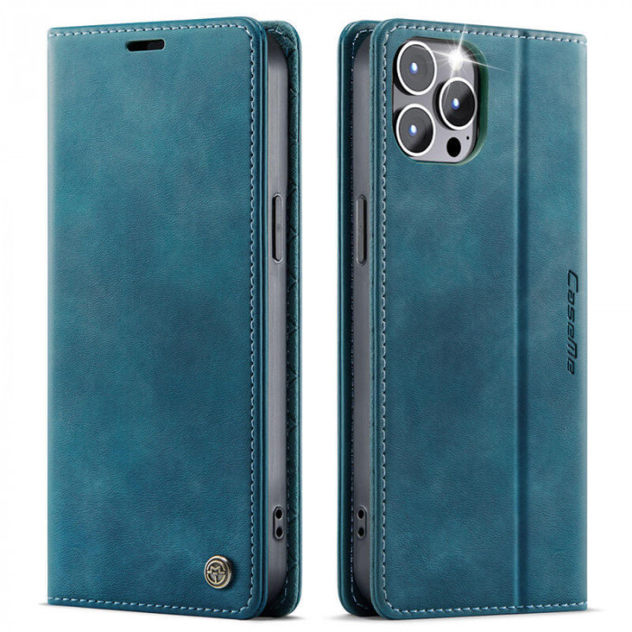 Чехол-книжка CaseMe RFID из нубука для iPhone 12 Pro Бирюзовый