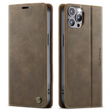 Чехол-книжка CaseMe RFID из нубука для iPhone 12 Pro Max Коричневый