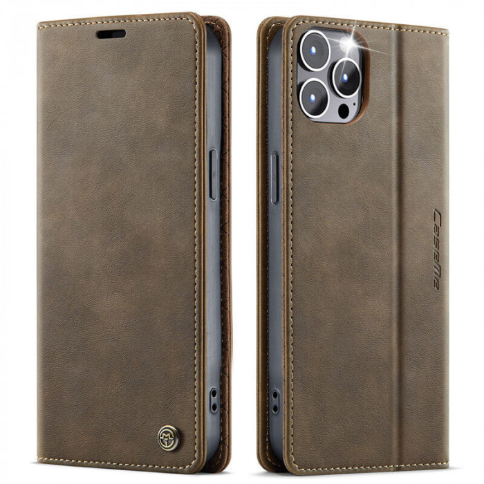 Чехол-книжка CaseMe RFID из нубука для iPhone 12 Pro Max Коричневый