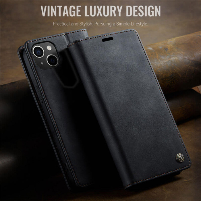 Чехол-книжка CaseMe RFID из нубука для iPhone 13 Черный