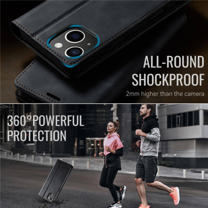 Чехол-книжка CaseMe RFID из нубука для iPhone 13 Черный