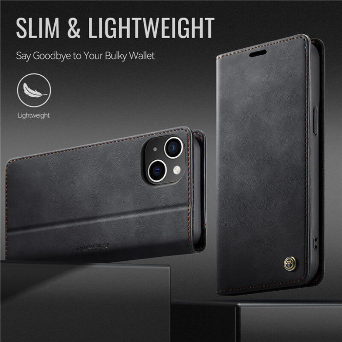 Чехол-книжка CaseMe RFID из нубука для iPhone 13 Черный