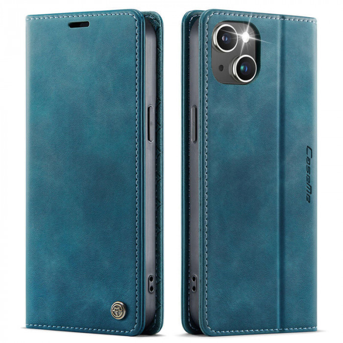 Чехол-книжка CaseMe RFID из нубука для iPhone 13 Бирюзовый