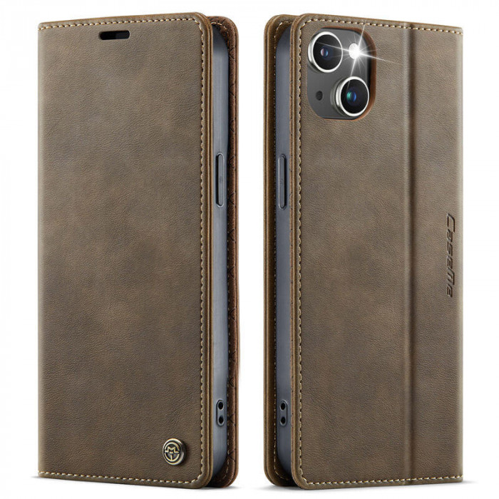 Чохол-книжка CaseMe RFID із нубуку для iPhone 13 Коричневий