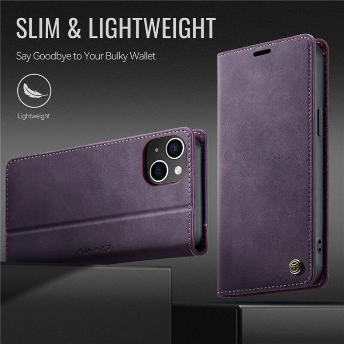 Чехол-книжка CaseMe RFID из нубука для iPhone 15 Фиолетовый