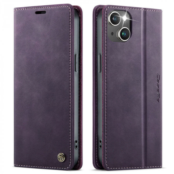 Чехол-книжка CaseMe RFID из нубука для iPhone 15 Фиолетовый