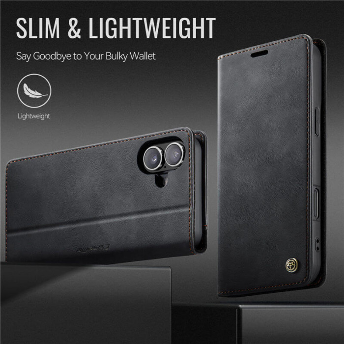 Чохол-книжка CaseMe RFID з нубуку для iPhone 16 Plus Чорний