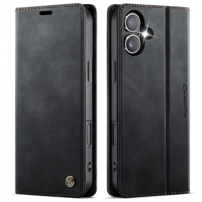 Чохол-книжка CaseMe RFID з нубуку для iPhone 16 Plus Чорний