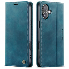 Чохол-книжка CaseMe RFID із нубука для iPhone 16 Plus Бірюзовий